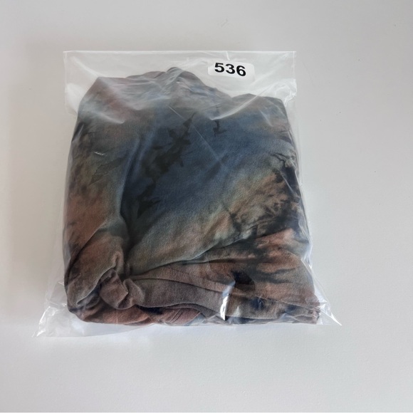 Coin 1804 Draped Cardigan Duster Vest Womens Medium Blue Brown Tie Dye Hoodie - Picture 13 of 13